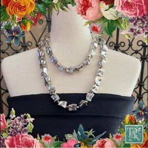 Chico’s “Black Label” Long lightweight Silver Nugget Necklace.​